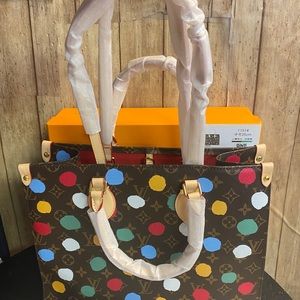 Checkered Brown bag with polkadots